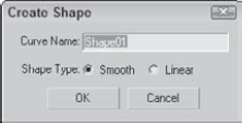 The Create Shape dialog box lets you name shapes created from selected edge subobjects.