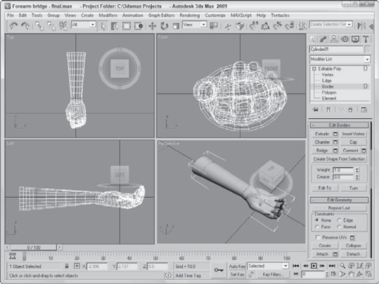 The Bridge feature can be used to quickly connect body parts such as this forearm.