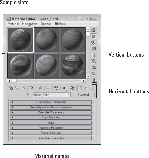 Use the Material Editor window to create, store, and work with materials.