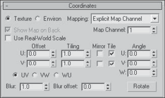 The Coordinates rollout lets you offset and tile a map.