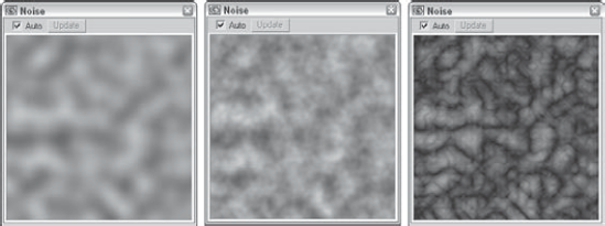 The Noise map produces a random noise pattern on the surface of the object.