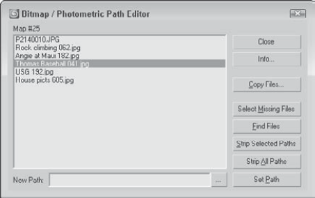 The Bitmap/Photometric Path Editor window lets you alter map paths.