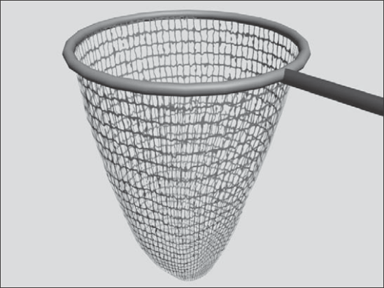 A fishing net completed easily with the net texture applied as an Opacity map