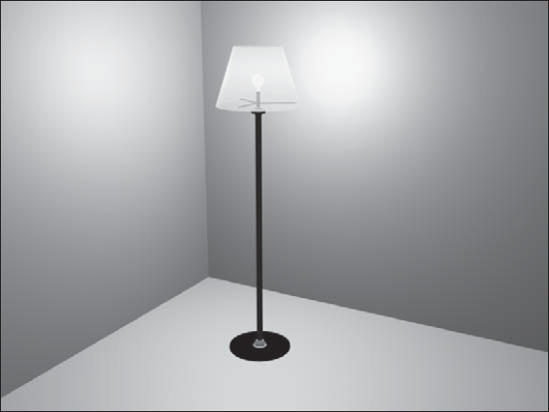The rendered lighted-lamp image