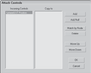 The Attach Controls dialog box lets you attach saved tracks to the Block controller.