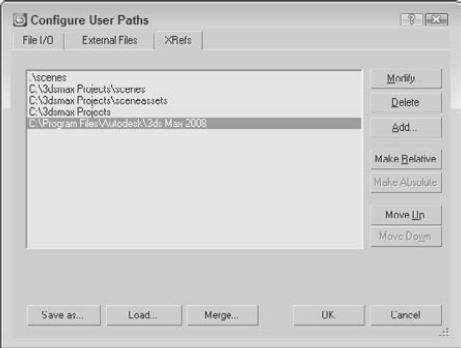 The XRefs panel in the Configure User Paths dialog box lets you specify paths to be searched when an XRef cannot be located.