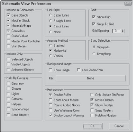 The Schematic View Preferences dialog box lets you customize many aspects of the Schematic View window.