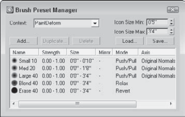 The Brush Preset Manager lets you create new preset brushes.
