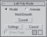 The Edit Poly Mode rollout lets you switch between Model and Animate modes.