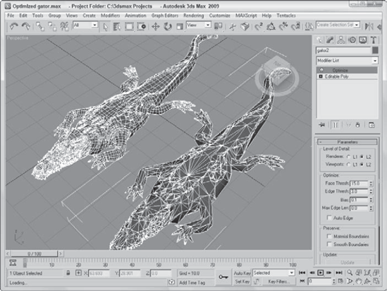 You can use the Optimize modifier to reduce the complexity of the alligator model.