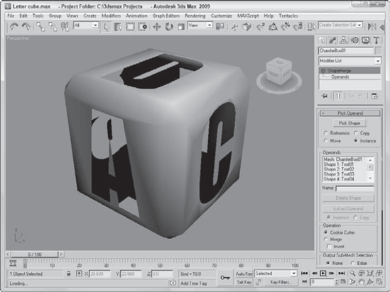 A ShapeMerge object using the Cookie Cutter option