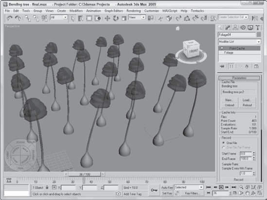 Using the Point Cache modifier, you can animate a whole forest of trees.