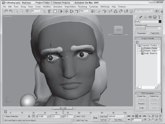 The Expression controller was used to animate the eyes following the ball in this example.