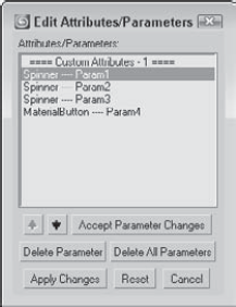 The Edit Attributes/Parameters dialog box lets you edit or delete custom attributes.