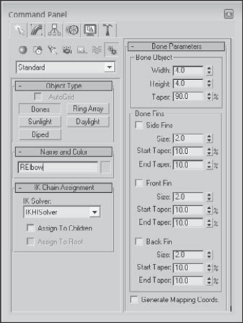 The Bone rollouts let you specify which bones get assigned an IK Controller.