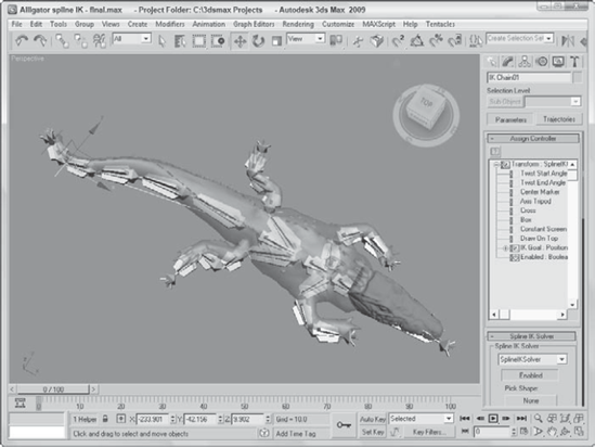 The IK Spline solver is perfect for creating objects such as snakes and animal tails.