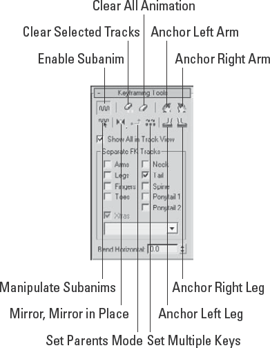 The Keyframing Tools rollout includes a variety of features.