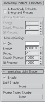 The mental ray Indirect Illumination rollout lets you define the light settings for individual lights.