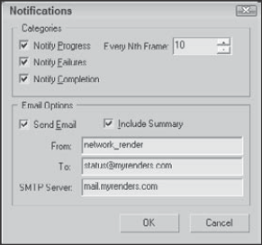 The Notifications dialog box lets you specify which type of notifications to receive.