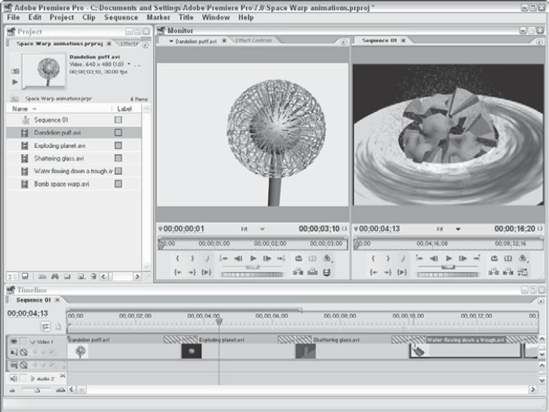 Premiere can be used to combine several animation sequences together.