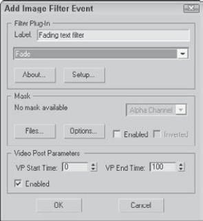 The Add Image Filter Event dialog box lets you select from many filter types.