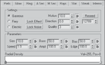 The Inferno tabbed panel includes options for enabling noise for the various flare effects.
