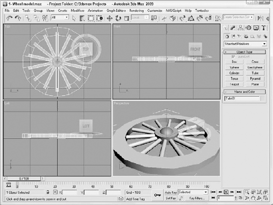 The first wheel object is complete.