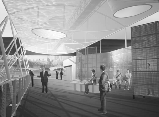 34th Street Ferry Terminal Rendering: View from Landing toward Manhattan