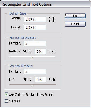 The Rectangular Grid Tool Options dialog box.