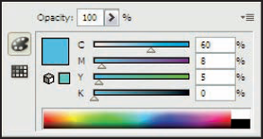 The mini Color panel that appears when you double-click a gradient slider.