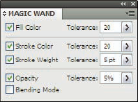 The Magic Wand panel offers Tolerance settings for object attributes.