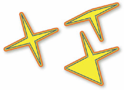 (Left) Original path. (Right) Removing two anchor points to create two different shapes.