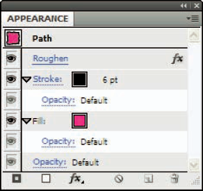 The roughened path from Figure 11-2 in the Appearance panel.