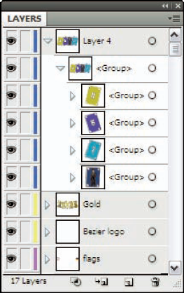 The Layers panel with multiple layers.