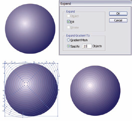 Expanding a Gradient fill object.