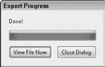 The Export Progress dialog box notifies you when the export is finished.
