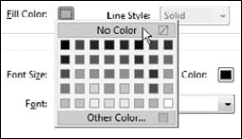 Click the Fill Color swatch to open the pop-up color palette, and choose No Color.