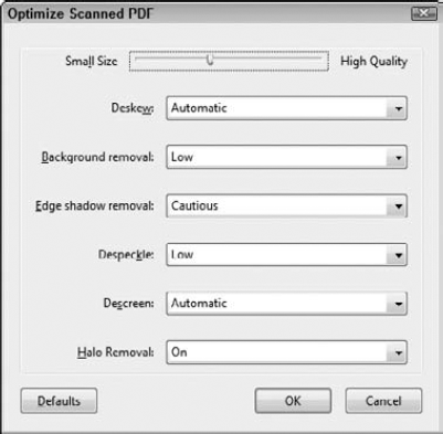 You have a number of options to choose from when optimizing scanned forms.