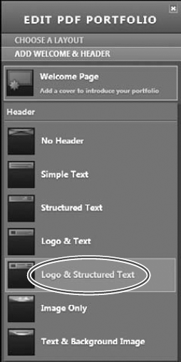 Click Header in the Add Welcome & Header panel to open the Header style options.