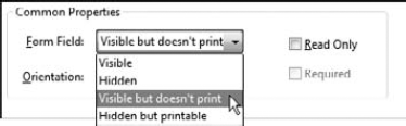 Choose Visible but doesn't print from the Form Field drop-down menu.