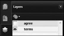 Set the layer visibility to show the terms layer and hide the agree layer.