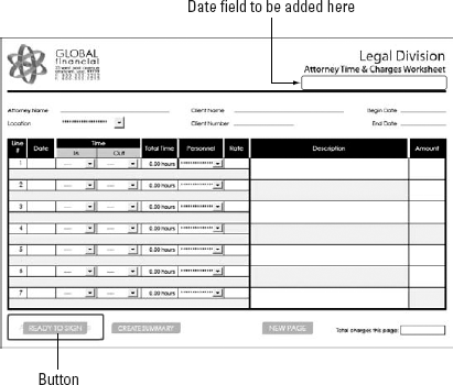 The form shows an area where a field is needed.
