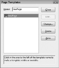 Choose Advanced Document Processing Page Templates to open the Page Templates dialog box.