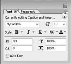 The Font palette