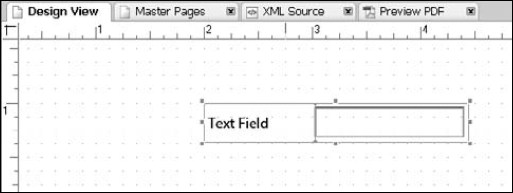 After stamping the text field, the object snaps to the nearest dot on the design grid.