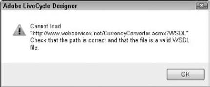 An error when the WSDL connection cannot be established