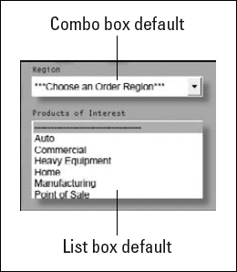 Setting Combo Box and List Box Defaults
