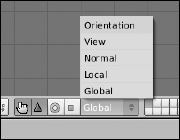 The Coordinate System Orientation menu.