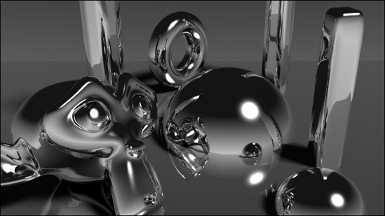 An example image with high levels of raytraced reflectivity.