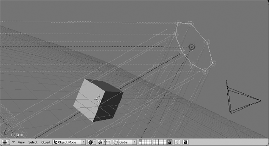 Using Dupliverted buffered Spots to create a buffered Area light.